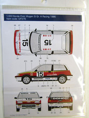 Decalpool 1/24 Honda Civic Mugen Si Group A 1986 Decal Sheet DP276 suit Tamiya