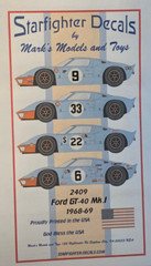 1/24 Starfighter Decals 2409 Ford GT Mk 1 John Wyer Gulf 1968-9 LeMans Winners