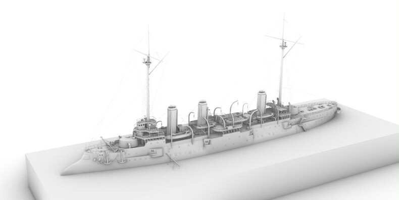 1 /200 French cruiser Dentrecasteaux Unpainted /waterline