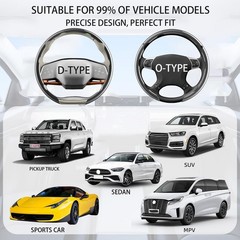 Foan Steering Wheel Covers 3Pcs Carbon Fiber Anti-Skid Clip On Car Steering