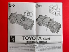 AMT- Toyota 4×4 Truck – Original Model Kit Instruction Sheet – 1/25