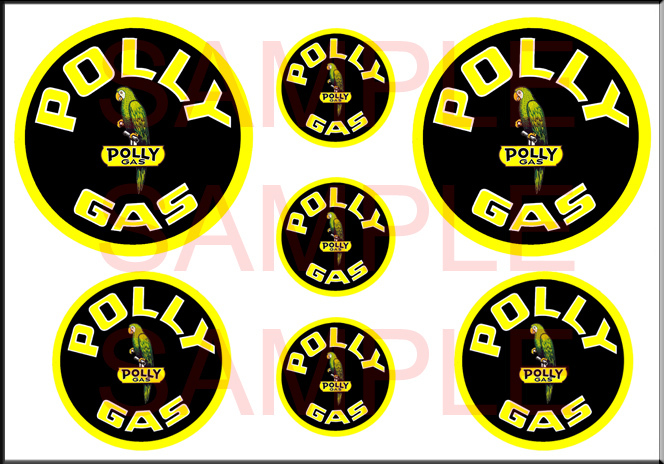 VINTAGE STYLE 1 3/4 AND 1/2 INCH POLLY GAS OIL DECAL STICKER