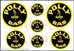 VINTAGE STYLE 1 3/4 AND 1/2 INCH POLLY GAS OIL DECAL STICKER