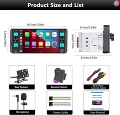 Single Din Radio Car Stereo with Wireless Apple CarPlay,Single Din Touchscreen