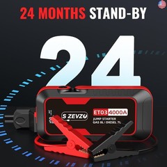 S ZEVZO ET03 Car Jump Starter 4000A Jump Starter Battery Pack for Up to 8.0L