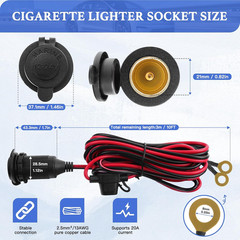 Cigarette Lighter Socket 10FT, 12V Cigarette Lighter Socket 2.5Mm²/13Awg, 12V Po
