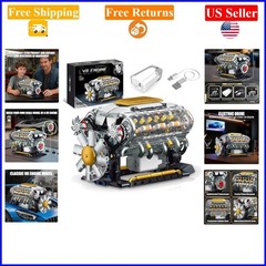 V8 Engine Model Kit with USB Motor, 703 PCS, STEM Toy for Adults & Teens