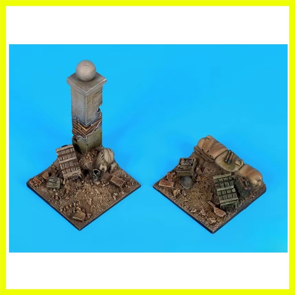 1/35 Scale DieCast Resin Model Assembled Kit Battlefield Scene Bases (50x50mm…