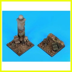 1/35 Scale DieCast Resin Model Assembled Kit Battlefield Scene Bases (50x50mm…