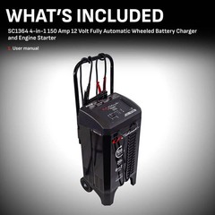 Car Battery Charger Engine Jump Starter 150 Amp 12-Volt Automatic Steel Case