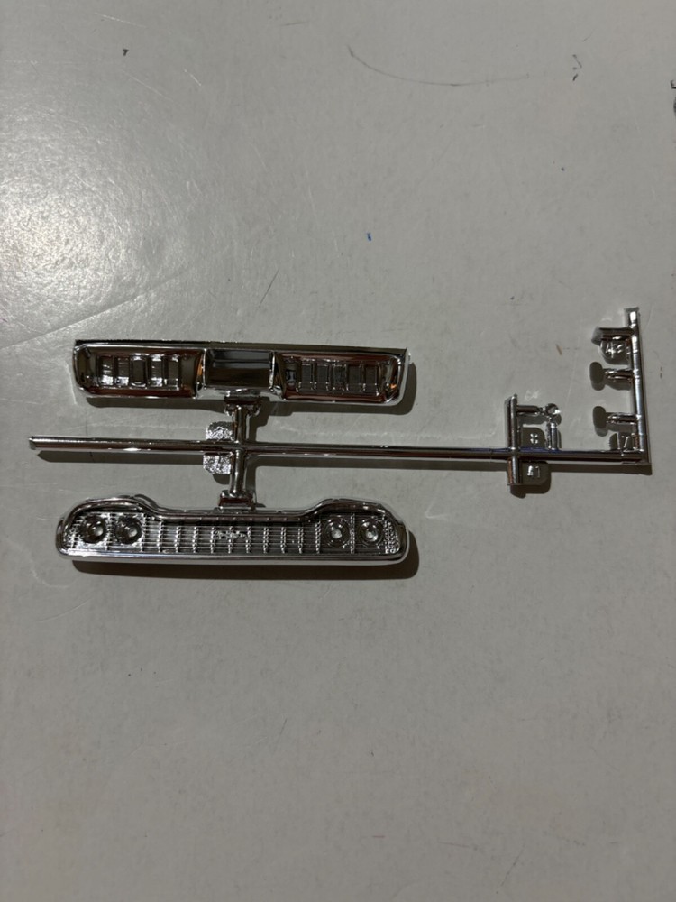 Model Car Parts – Revell ’71 Plymouth GTX front & rear bumpers chrome ONLY 1/24