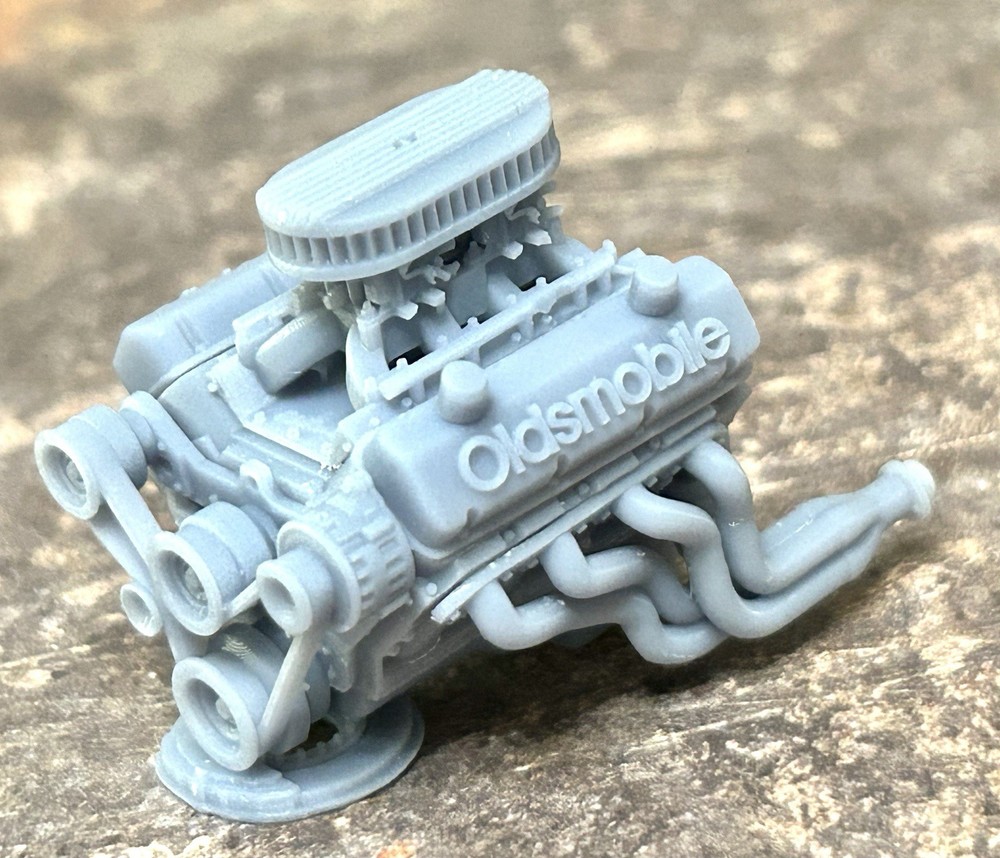 Resin “Big Block Oldsmobile” engine W/Dual Carbs for scale model cars, 1/24 1/25
