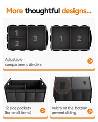 Homeve Car Trunk Organizer For Suv 15.5Gal Large Capacity No-Sag Heavy Duty