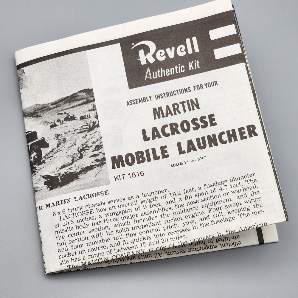 Revell 1/40 Lacrosse Missile with Mobile Launcher Instruction Booklet Only