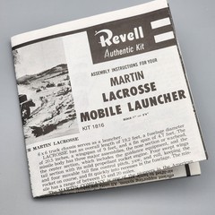 Revell 1/40 Lacrosse Missile with Mobile Launcher Instruction Booklet Only