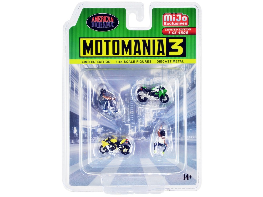 American Diorama AD-76499MJ “Motomania 3” 4 piece Set 1/64 Scale Models