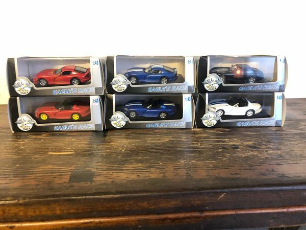 Car Eagle Race Dodge Vipers Red, Blue, Black & White 1:43 Scale – set of 6