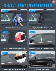 Door Window Trim for Dodge Durango 2011-2020, Glossy Black Window Pillar Post