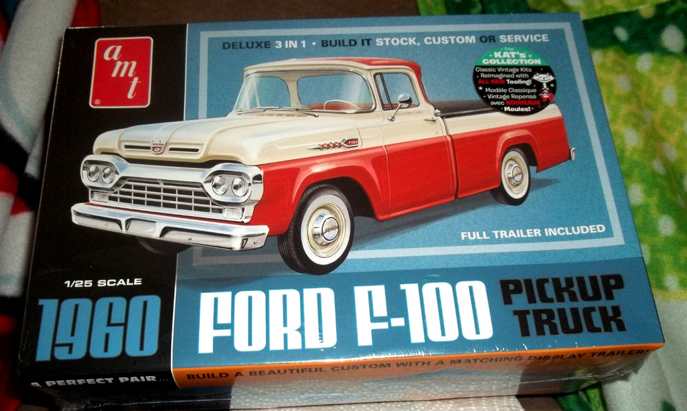 AMT 1960 FORD F-100 PICKUP TRUCK W/ TRAILER 1/25 MODEL KIT COLLECTIBLE NEW BOX