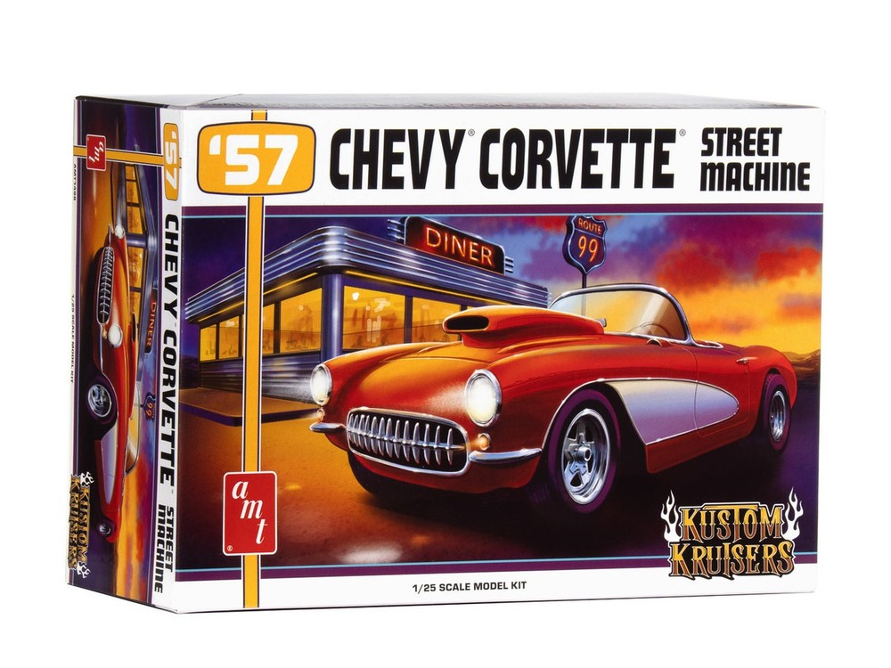 AMT 1498 1:25 Scale 1957 Chevy Corvette Street Machine Plastic Model Kit