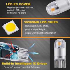 Auxbeam 194 T10 LED Bulbs, Amber Yellow, 2 PCS | Non-Polarity, 2 Pack, Yellow
