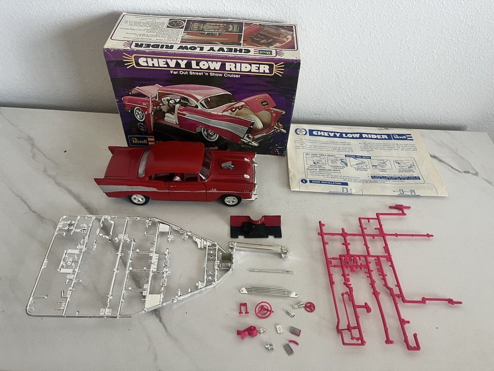 Revell Chevy Low Rider 1:25 Scale Model Kit Partially Built With Some Parts Box