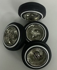 1:10 13” Chrome Real Steel Wire Wheels And 3 Prong Knock Offs on 520’s For RC