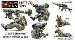 Hobby Fan HF770 1/35 U.S. Green Beret with Javelin missile & Dog Resin Kit Set