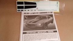 1970 1/2 Camaro 1/25 Z/28 Decal Sheet Black White Stripes Emblems Scripts