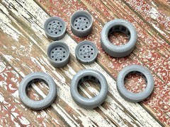 1/24 Scale: 15-inch “Weld Draglite” Resin Wheels W/ Wide Rear Tires