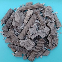 Painted Diorama 1/35 Building Ruins Rubble Bricks Base Military Scene Prop Model