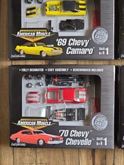 4 American Muscle Model Car Kit Die-Cast 69 Chevy, Chevelle, Dodge, Ford 1:64