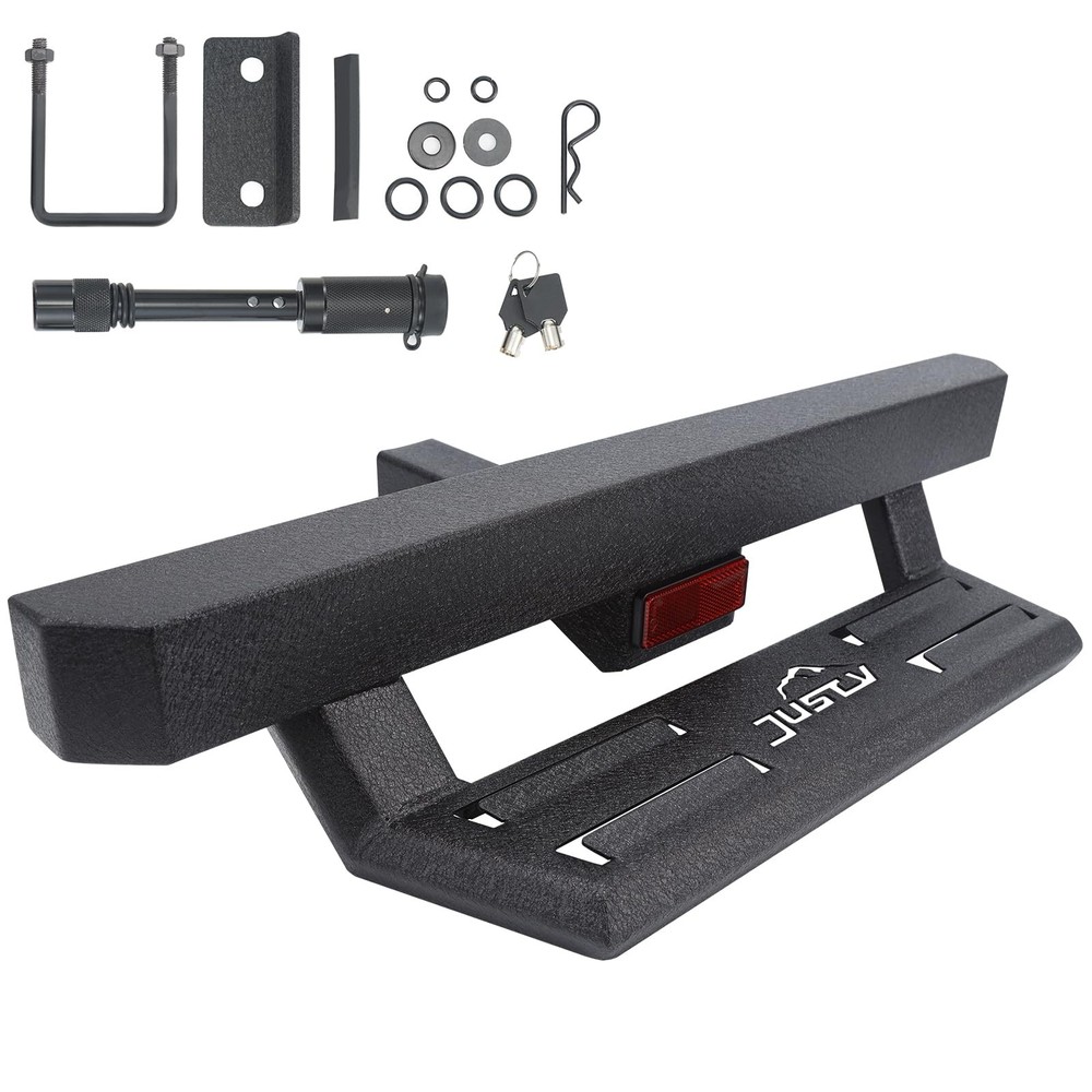 Just-V Hitch Step For Pickup Truck Trailer Tow Hitch Step Textured Black