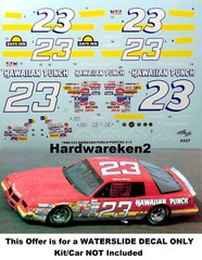 POWERSLIDE 327 #23 HAWIIAN PUNCH NASCAR 1986 PONTIAC MICHAEL WALTRIP 1/24 DECAL