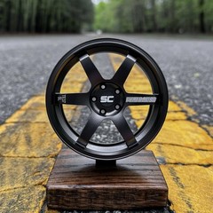 1/5 Scale Aluminum TE37-Style Wheel Display | With Hardwood Stand (Gray)