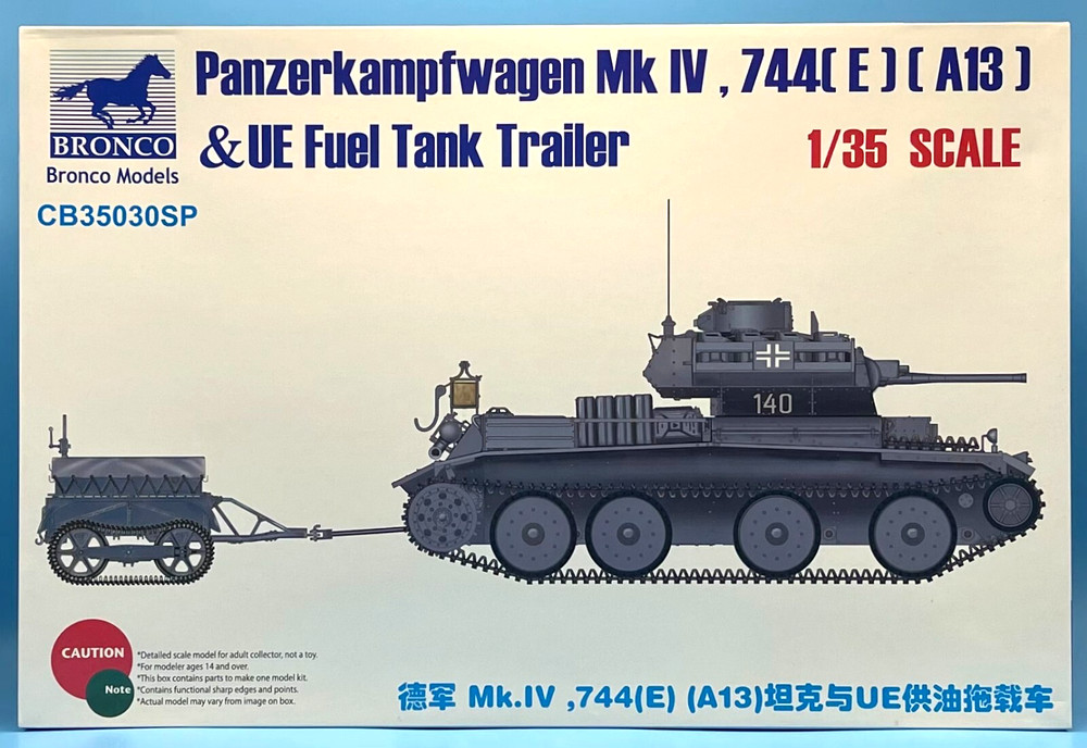 BRONCO 1/35 CB35030SP Panzerkampfwagen Mk IV, 744(E) (A13) & UE Trailer