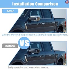 AUCERAMIC Chrome Mirror Caps +Door Handle Covers for Ford F150 2021 2022 2023