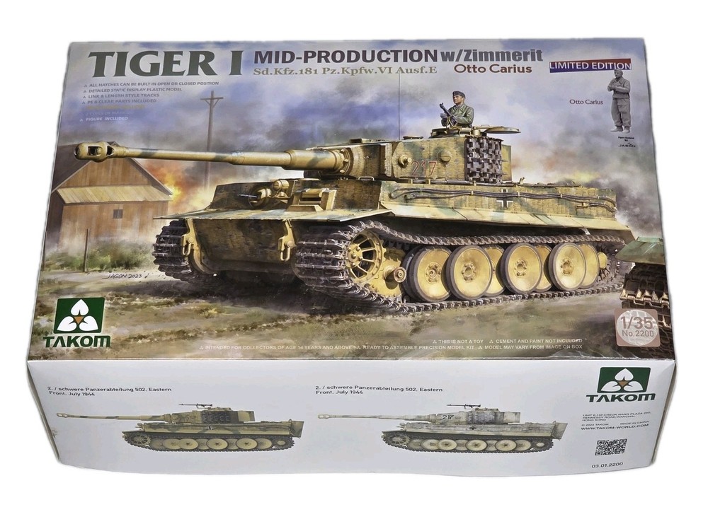 TAKOM Tiger I 1/35 Mid-Production Zimmerit and Limited Otto Carius Figure NEW