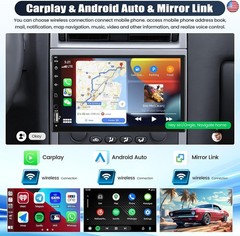 Single Din Car Stereo with Wireless Carplay&Android Auto,7″ 1 Din