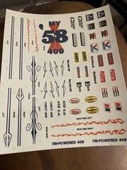 AMT ‘58 IMPALA DECAL SHEET ONLY-See Photos