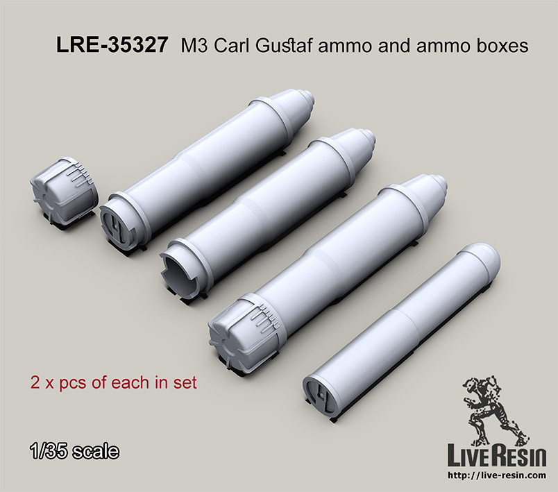 Live Resin 1/35 LRE-35327 Carl Gustaf Ammo and Ammo Boxes