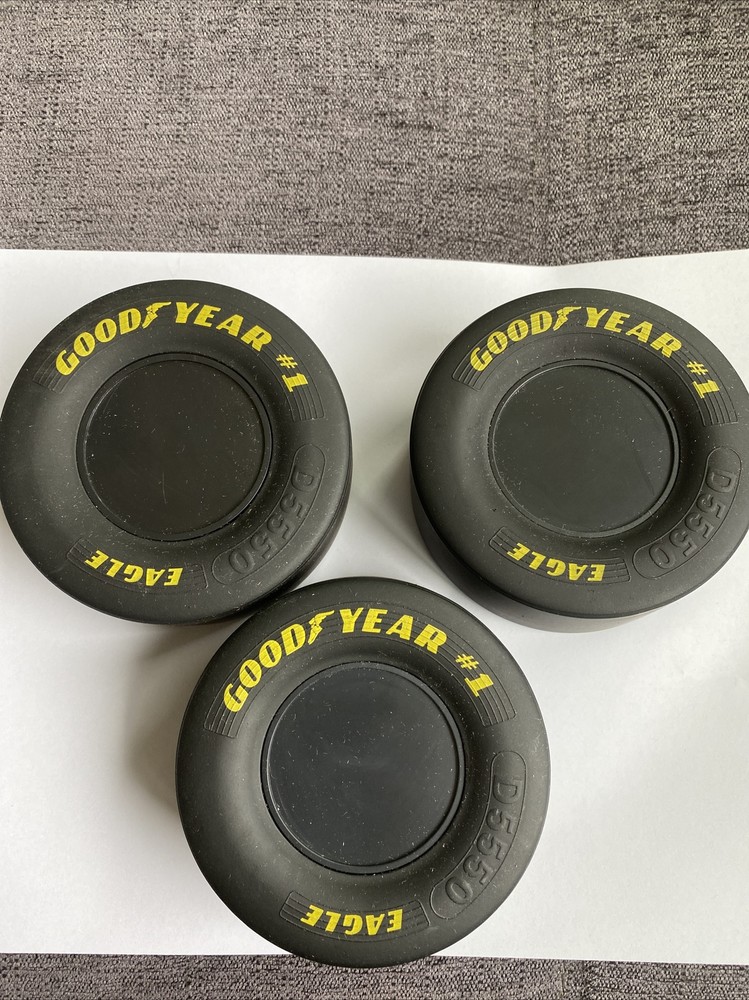 3 Mini Goodyear Tire NASCAR Race Tire Rubber 3.5″ X 1.5″ Great For Autographs