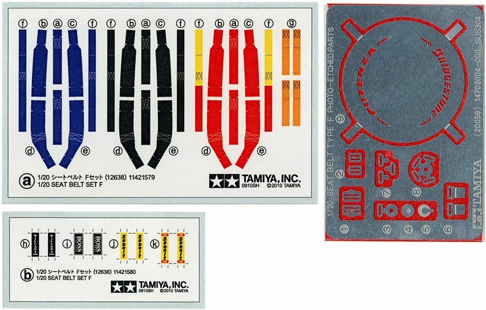 Tamiya 1/20 Detail Up Parts Series No.38 Seat Belt F Set Plastic Model Parts