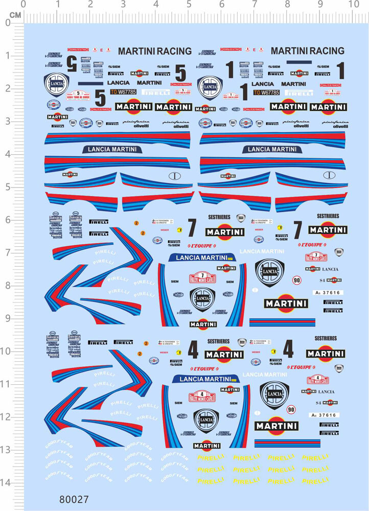 Water Slide Decals – 1/64 1/43 Lancia Delta HF 4WD Sports Racing Car Rallye