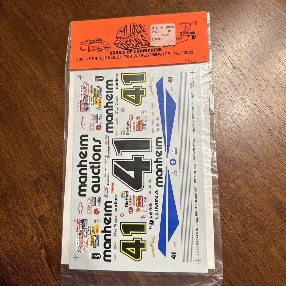 Slixx Decals 1016 1/24 Scale #41 Manheim Auctions Lumina NASCAR Dick Trickle