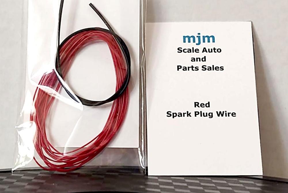 6 Feet Red Spark Plug Wire 1/24 1/25 Scale Models With Black Boot Material