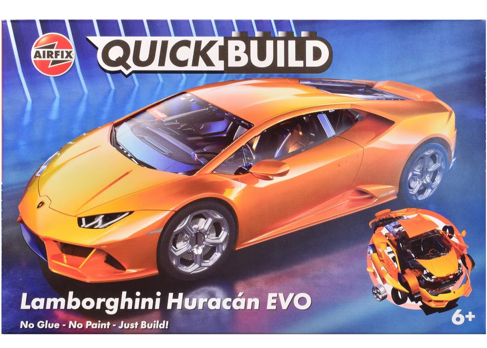 Lamborghini Huracan EVO Orange Snap Together (Skill 1) Painted Plastic Model Car