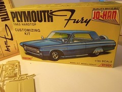 Vintage Johan 63 Plymouth Fury Nice. Complete kit 1.25 scale. open box. nice