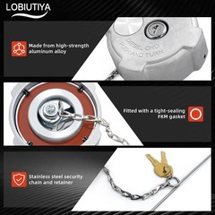 Lobiutiya 2 Pack 3 Female 1/4 Turn Locking Fuel Tank Cap Compatible