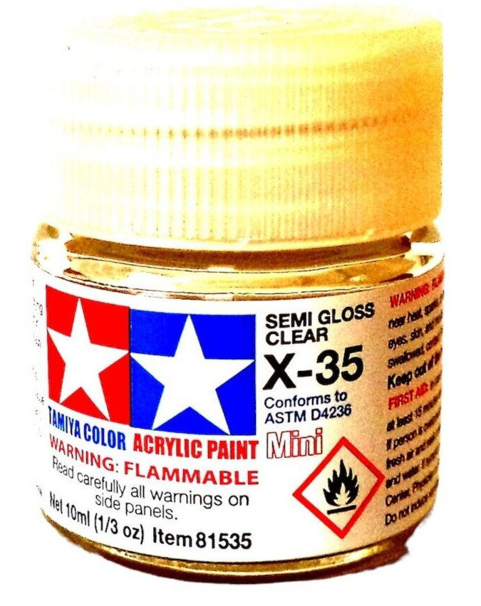 Tamiya 81535 X-35 Semi Gloss Clear 1/3 oz Acrylic “Mini” Paint Bottle